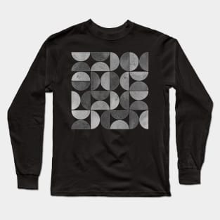 Black and gray mid century modern pattern Long Sleeve T-Shirt